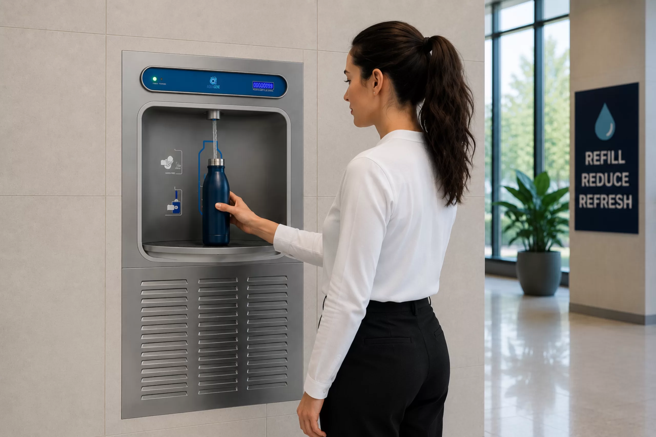 In wall bottle filling station - installed